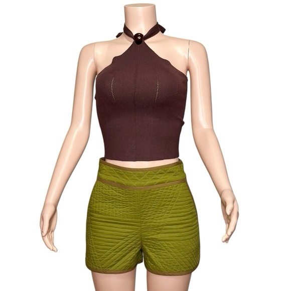 SÉZANE Selin Quilted Shorts, Olive Green, FR36/US4 - Picture 8 of 15